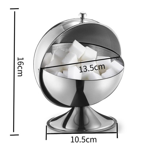 Flip Open Lid Stainless Steel Sugar Bowl Roll Top Design Candy Jar Bowl - Picture 16 of 20