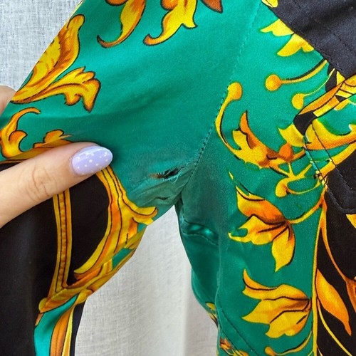 Cache gold black green baroque style silk blouse - Picture 8 of 12