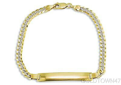 FREE ENGRAVING 10K Yellow Gold 5.5 Inch Cuban Chain Child Kid Baby ID Bracelet