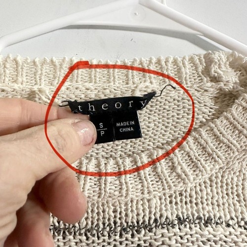 Theory Rainee Marled Knit Ombre Stripe Crewneck Sweater Cream Black Size Small - Picture 6 of 8