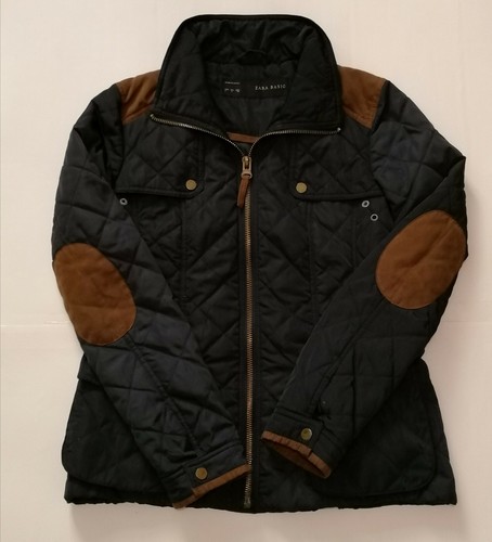 Zara basic Giubbotto giacca inserti Eco Pelle tipo barbour Cappottino  Taglia L | eBay