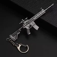 M416 Rifle Keyring Gun Weapon Model Metal Keychain Silver