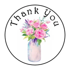 30 THANK YOU FLOWERS MASON JAR FAVOR 1.5 INCH LABELS ROUND STICKERS *