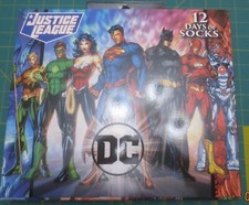 NIB DC JUSTICE LEAGUE 12 DAYS OF SOCKS all different Mens Size 6-12 new