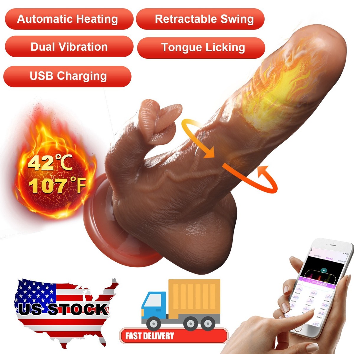 5 inch thrusting dildo 5 Inch Silicone Dildo with Thrusting and Vibration for Intense Stimulation main image 1