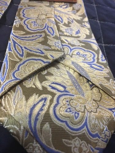 Tasso Elba Men’s Necktie Flower Paisley’s Brown Purple - Picture 4 of 5