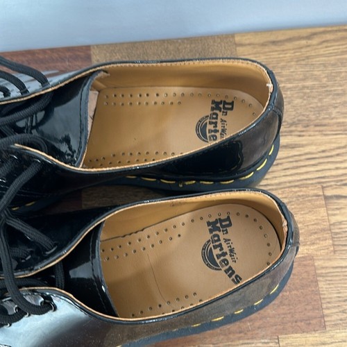 Dr Martens Women Oxfords 10 Black Patent Leather Platform Lace Grunge Lamper NEW - Picture 4 of 8