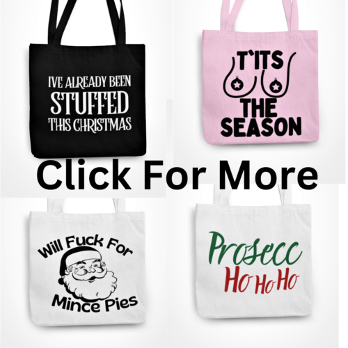Funny Rude Novelty Christmas Tote Bags / Shopping Bags Various Designs & Colours - Picture 1 of 98