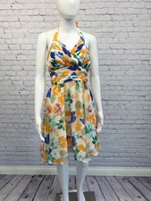 LILY Women's Mini halter-style dress with a multi-colored floral pattern SIZE S
