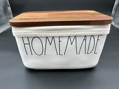 Rae Dunn HOMEMADE Bread Box Snack Storage Container With Liner Lid Farmhouse HTF