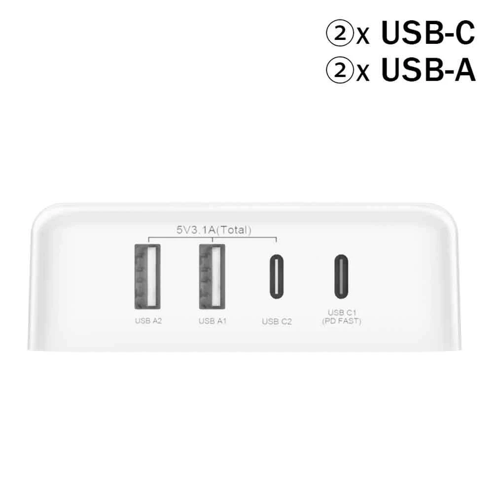 4 Port USB Hub Fast Wall Charger Station Multi-Function Desktop AC Power Adapter