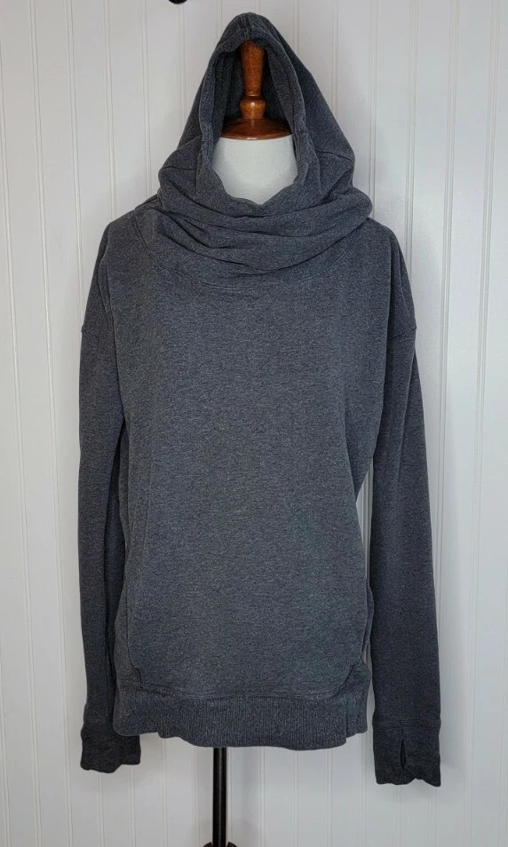 LULULEMON Stress Less Hoodie Funnel Cowl Neck Hoodie Size 4 Gray