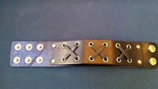 Black Leather 1.5 Inch Wide Cuff Bracelet with Criss-Cross Straps Adjustable 