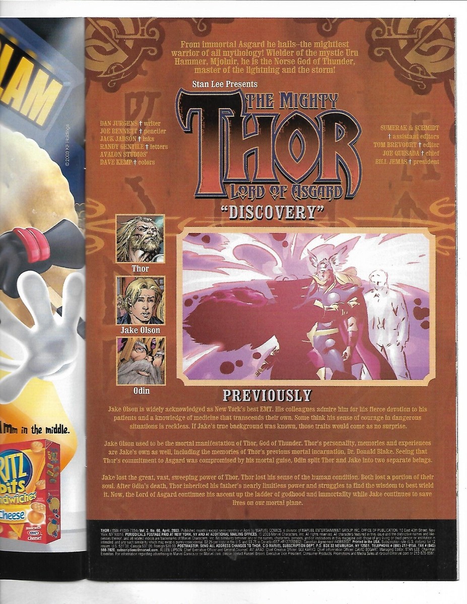 Thor #60 (562), NEAR MINT +, 9.6-9.8, 2003, Stan Lee era classic