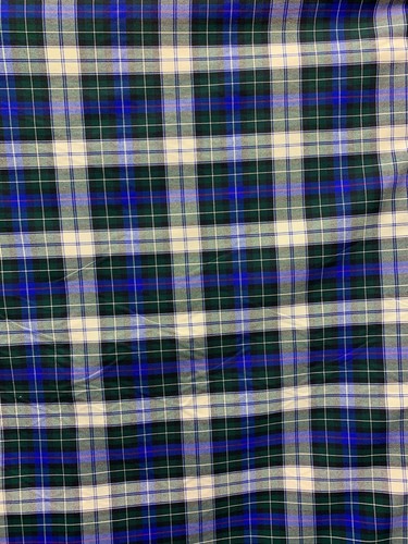 BLAU GRÜN ELFENBEIN kariert Poly Baumwolle Uniform Popeline Stoff (60 Zoll) Verkauft BTY - Bild 2 von 4