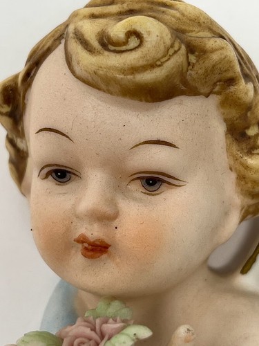 Vintage Napco Biskuit 2 Engel Cherub Valentinstag Figur Plaketten Japan - Bild 11 von 16