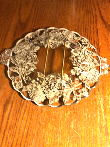 Schöne Sterling Silber Überfang Glasplatte/Platte mit hängendem Draht dahinter - Bild 9 von 9