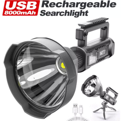 Super Bright LED Searchlight Portable Rechargeable Spotlight Handheld Flashlight