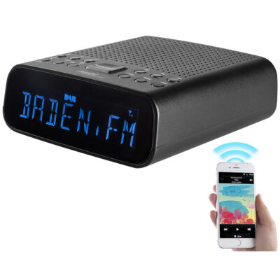 auvisio DAB+-Radiowecker, großes VA-Display, BT, 2 Weckzeiten, USB-Ladeport