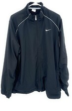 Nike Jacket Mens XL Black Embroidered Swoosh Logo Dri Fit Full Zip