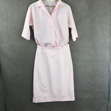 Vintage Two piece Pink and White striped Skirt Set 60s 10/12