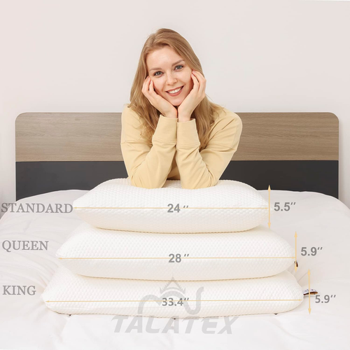 Natural Latex Pillow with Removable Tencel Cover - Pressure Relief Gift - Picture 3 of 7