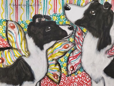BORDER COLLIE Fairy 13x19 art PRINT animals impressionism gift new Dogs Faeries