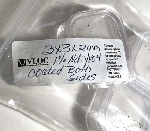 VLOC Nd:YVO4 vanadate crystal 3x3x2mm 1% doped w/without window - Picture 7 of 7