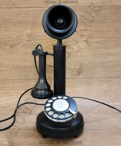 Vintage Kerzenständer Dreh Wählscheibentelefon Antik Festnetz Sammlerstück Telefon. - Bild 3 von 8