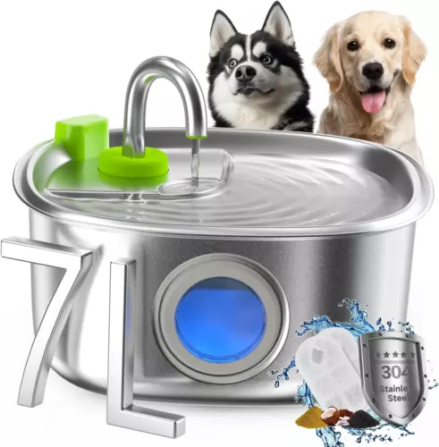 Dog Water Fountain Stainless Steel 236 Oz/7L Automatic Bowl Dispenser Quiet Cat