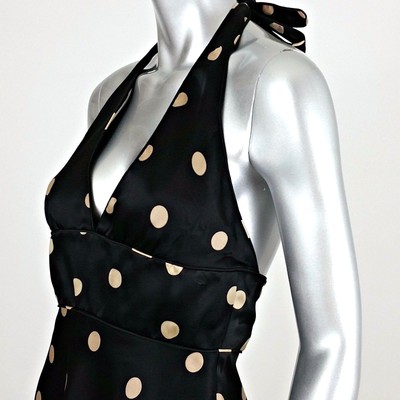 black silk halter dress