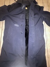 Vintage Military All Weather Trench Coat Removable Liner 38L Navy Long