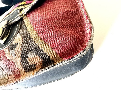 Bolso bandolera Kilim Design - lados de cuero únicos y hechos a mano y luz de refuerzo - Imagen 5 de 13