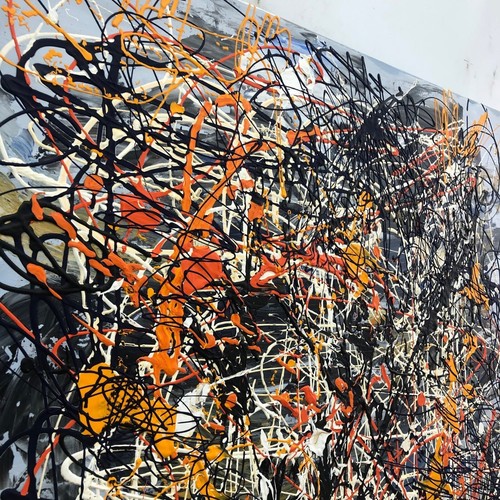 Jackson Pollock Style Paintings On Canvas Colorful Fine Art Original Modern Art - Picture 6 of 7