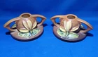 Vintage Roseville 1154-2 Water Lily Pair Candlestick Holders