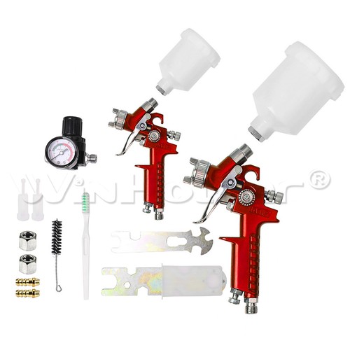 Gravity Spray Gun HVLP Air Feed Vehicle Car Paint Red 600ml Cup Kit 0.8mm 1.4mm - Picture 8 of 10