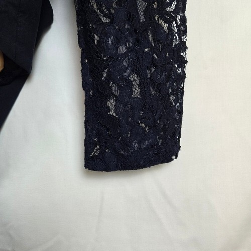 Lane Bryant Navy Lace Sleeves High-Low Back Bryant One Button Career Blazer 14 - Picture 10 of 13