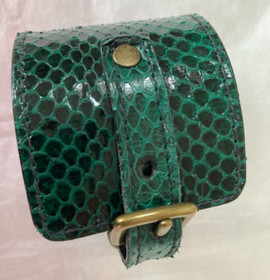 Paul Seville at Agent Provocateur emerald snake CUFF bracelet snakeskin leather