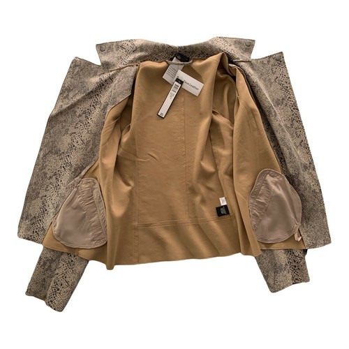 Catherine Malandrino Moto Faux Leather Jacket Small Snake-Print Asymmetrical Zip - Picture 8 of 12