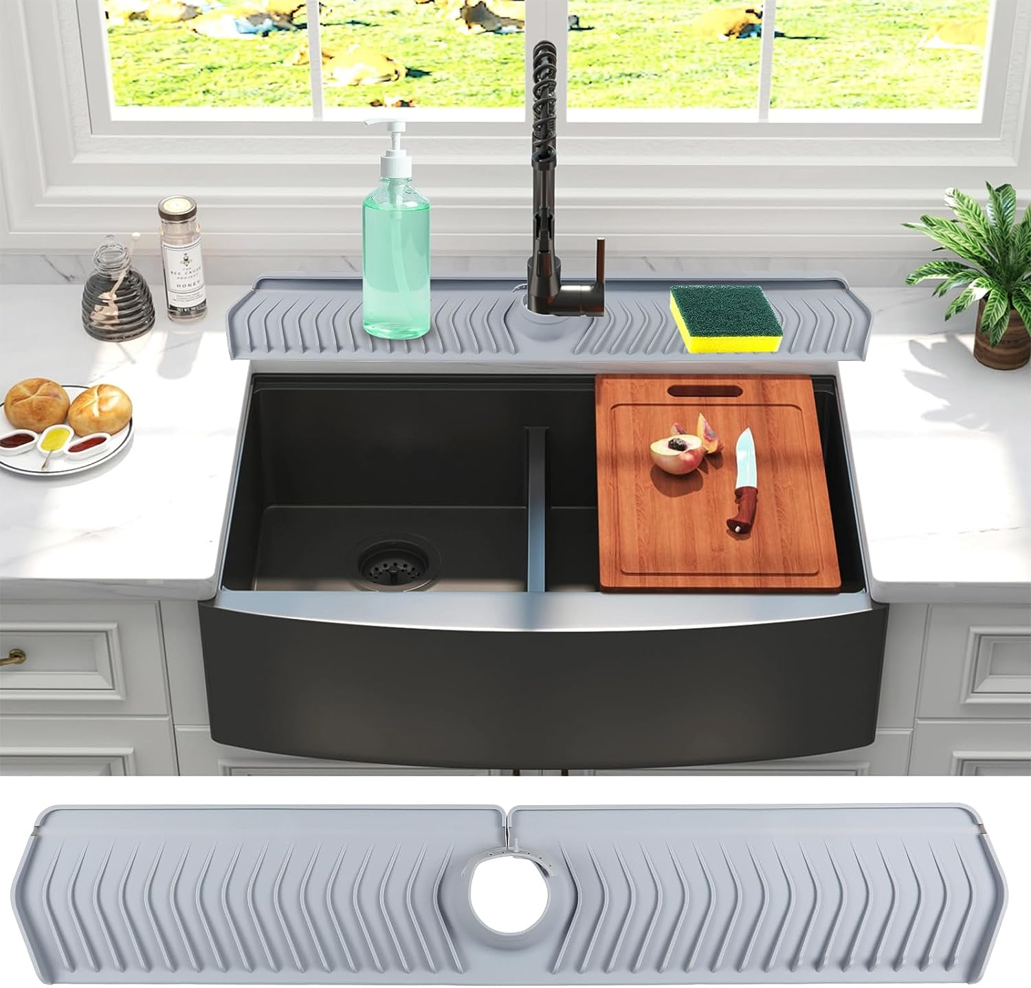 30x5.7 Inch Non-Slip Silicone Sink Splash Guard Mat for Kitchen Faucets