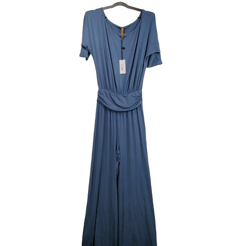 Rachel Pally Jumpsuit Size S Blue Jersey Wide Leg Stretch Comfort