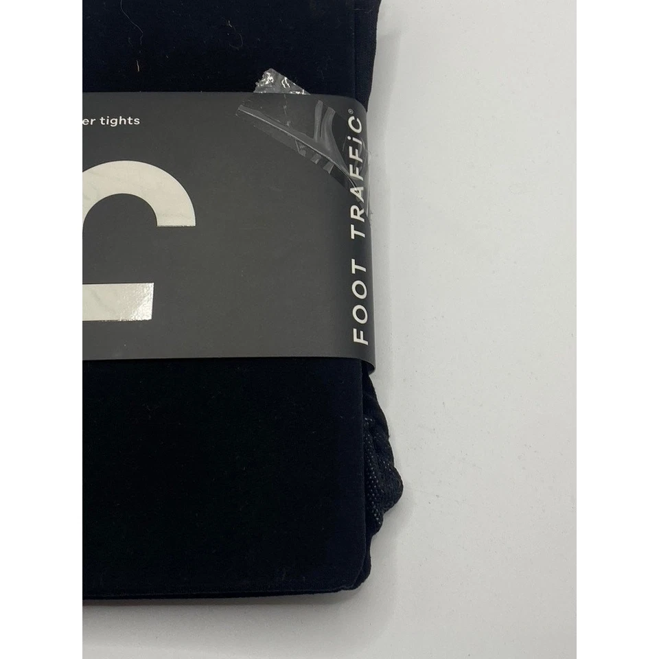 FOOT TRAFFIC Women’s Black Semi-Sheer Microfiber Tall Footed Tights SZ L-Tall - Image 3 of 4