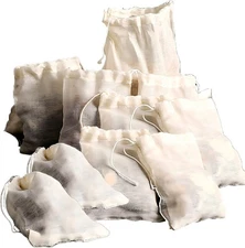 10 Pcs Spice Bags, Reusable Empty Tea Muslin Strainer 10PCS, Beige 