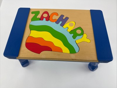 You Name It Toys  Zachary  Wooden Puzzle Stool 14.5  X 7.25 