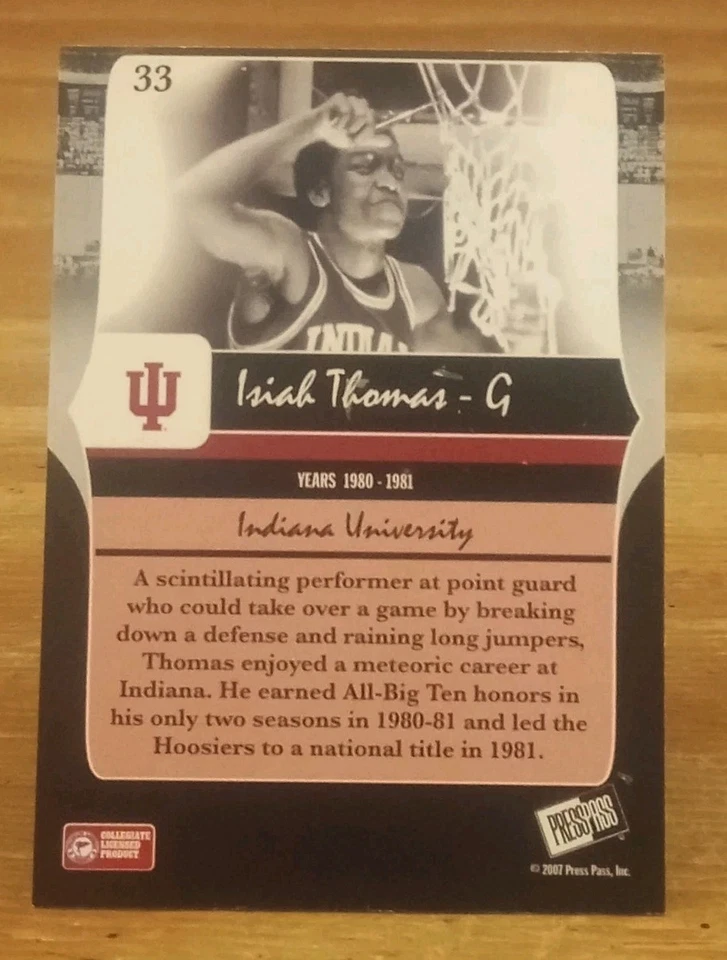 2006-07 Press Pass Legends Isiah Thomas Indiana Hoosiers - Изображение 2 из 3