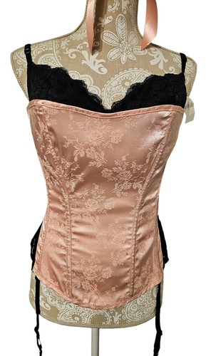 Y2K Fredericks of Hollywood Lace Pink Black Bustier Corset Size 36, NFDS EXCELL - Picture 4 of 14