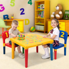 Kids Table and Chairs Set ABC Alphabet Childrens Plastic Toddlers Childs  School