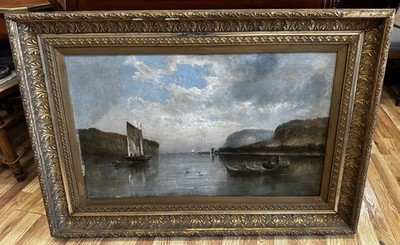 Estate 19th Century Oil Painting On Canvas Palisades of the Hudson American