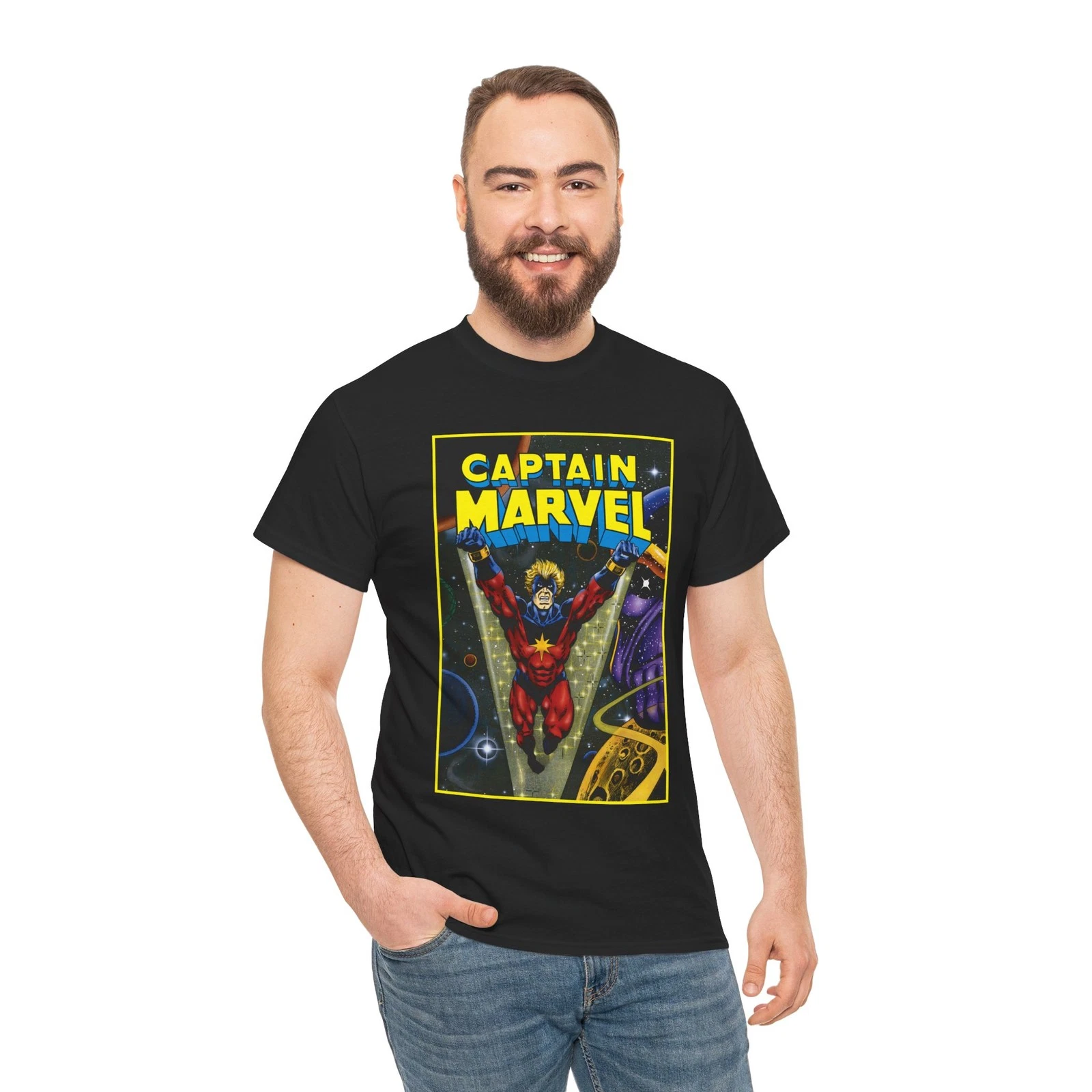 Captain Marvel T-Shirt - Jim Starlin Art - Mar-Vell - Thanos - Marvel Comics
