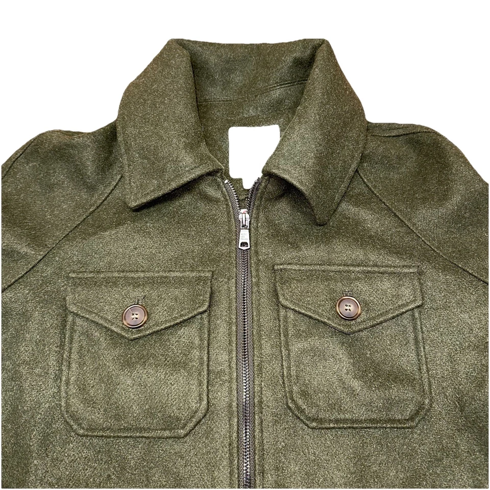 NWT Avec Les Filles Army Green Full Zip Up Felt Military Jacket Women’s Small - Image 3 of 4
